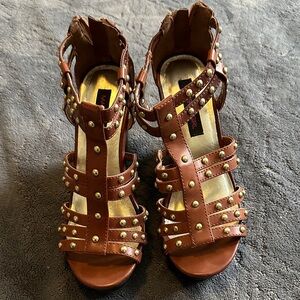 Material Girl Brown Studded Sandals
